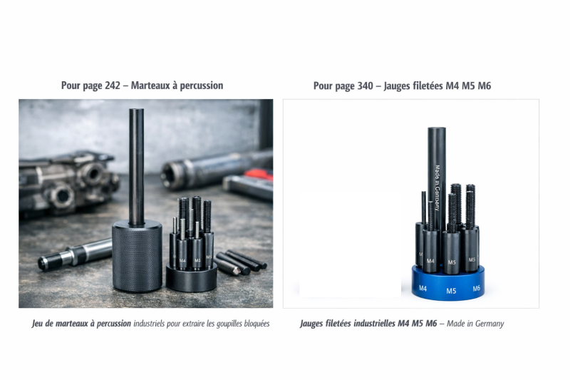 Jeu de marteaux à percussion industriels pour extraire les goupilles bloquées